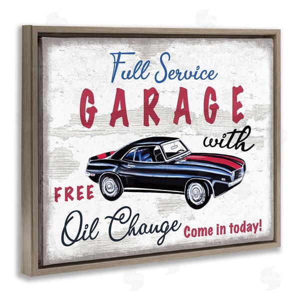 Stupell Industries Elizabeth Tyndall | Vintage Rustic Full Service Garage Sign Sports Car Wall Art