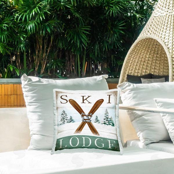 Stupell Industries Elizabeth Tyndall | Vintage Ski Lodge Printed Throw Pillow