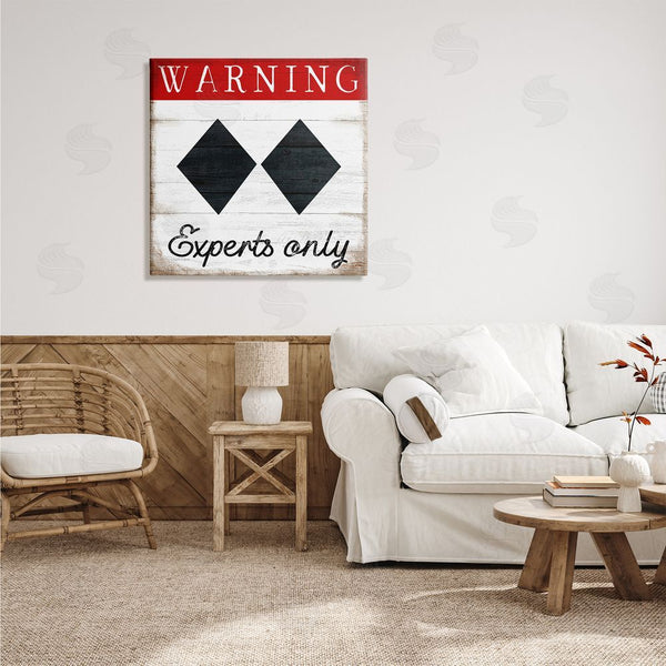 Stupell Industries Elizabeth Tyndall | Warning Experts Only Double Black Diamond Rustic Sign Wall Art