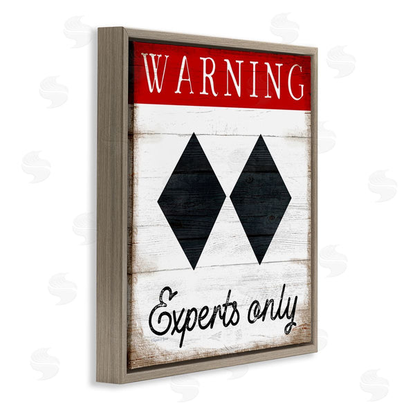 Stupell Industries Elizabeth Tyndall | Warning Experts Only Double Black Diamond Rustic Sign Wall Art
