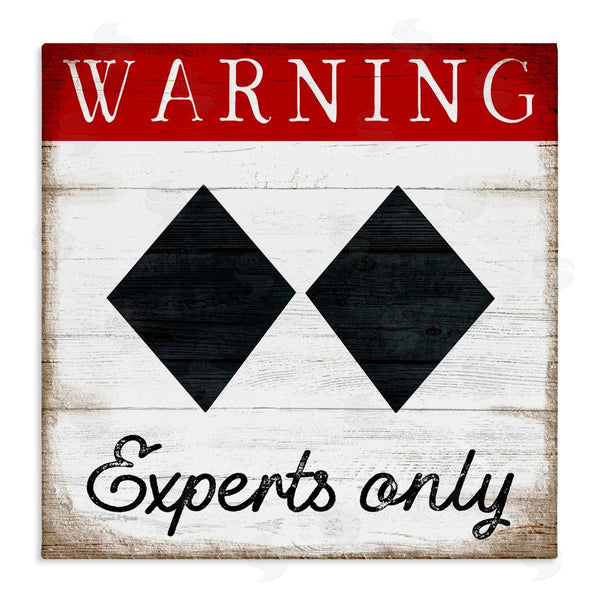 stupell industries Elizabeth Tyndall | Warning Experts Only Double Black Diamond Rustic Sign Wall Art
