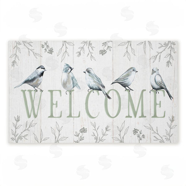 stupell industries Elizabeth Tyndall | Welcome Cottage Birds Entry Non-Woven Door Mat