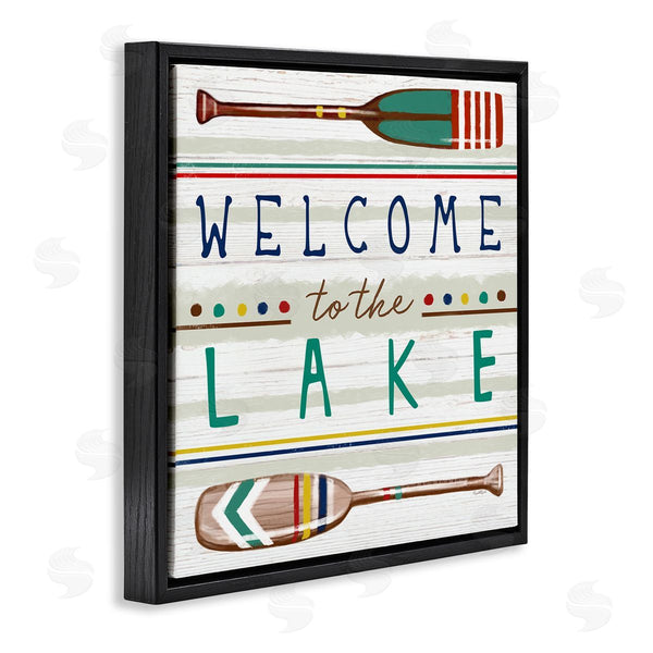 Stupell Industries Elizabeth Tyndall | Welcome To Lake Striped Boat Oars Wall Art