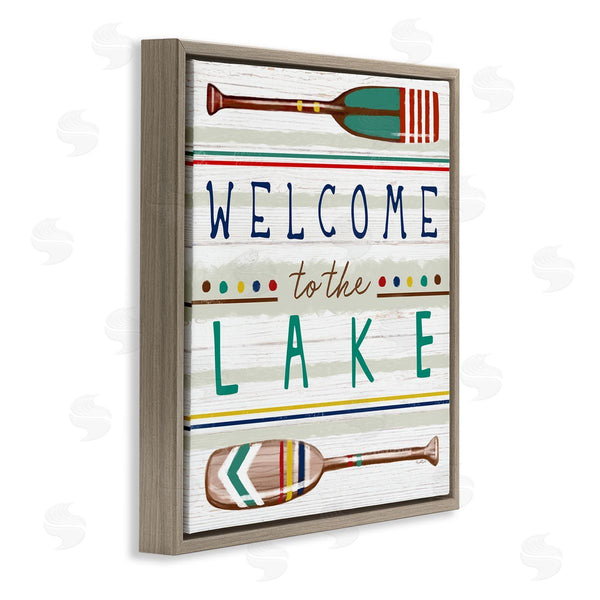 Stupell Industries Elizabeth Tyndall | Welcome To Lake Striped Boat Oars Wall Art