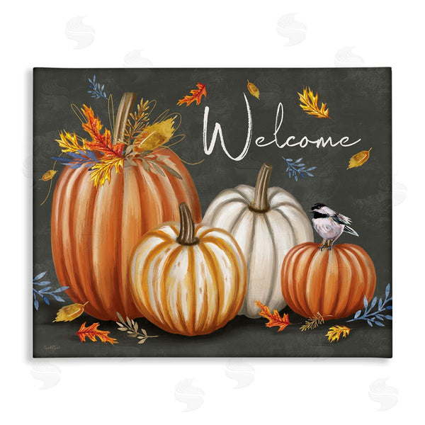 stupell industries Elizabeth Tyndall | Welcome with Autumnal Pumpkins