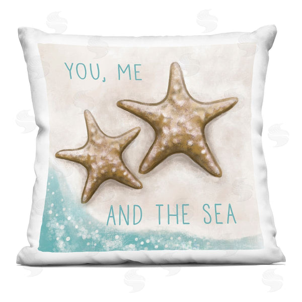 stupell industries Elizabeth Tyndall | You Me & Sea Romantic Starfish Beach Shore Printed Throw Pillow
