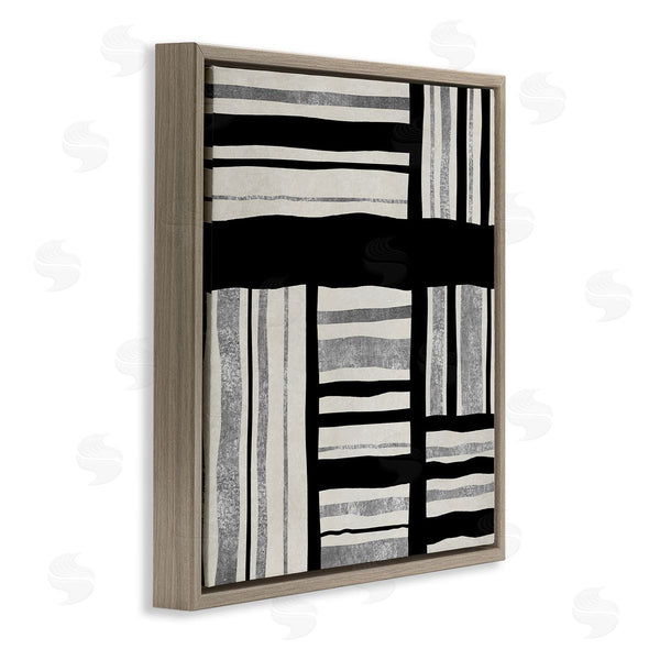 Stupell Industries Ellie Roberts | Abstract Perpendicular Lines Black Grey Beige Wall Art