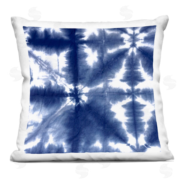 stupell industries Ellie Roberts | Symmetrical Blue Tie Dye Effect Printed Throw Pillow
