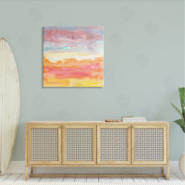 Stupell Industries Elvira Errico | Abstract Landscape Red Orange Sun Rays Watercolor Wall Art