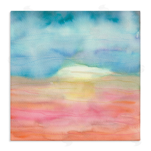 stupell industries Elvira Errico | Abstract Watercolor Landscape Sun Rising Horizon Sky Wall Art