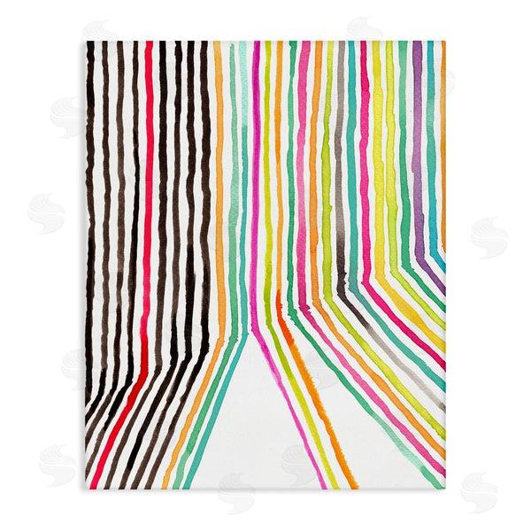 stupell industries Elvira Errico | Asymmetrical Line Breaks Between Fold Vibrant Rainbow