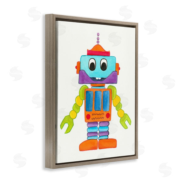 Stupell Industries Elvira Errico | Bold Smiling Robot Vivid Playful Kids Illustration Wall Art
