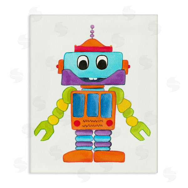 stupell industries Elvira Errico | Bold Smiling Robot Vivid Playful Kids Illustration Wall Art