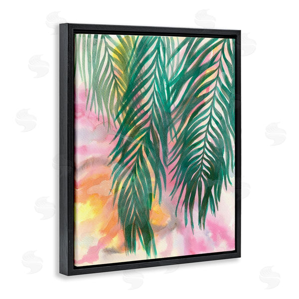 Stupell Industries Elvira Errico | Hanging Palms Tropical Plant Pink Watercolor Effect Wall Art