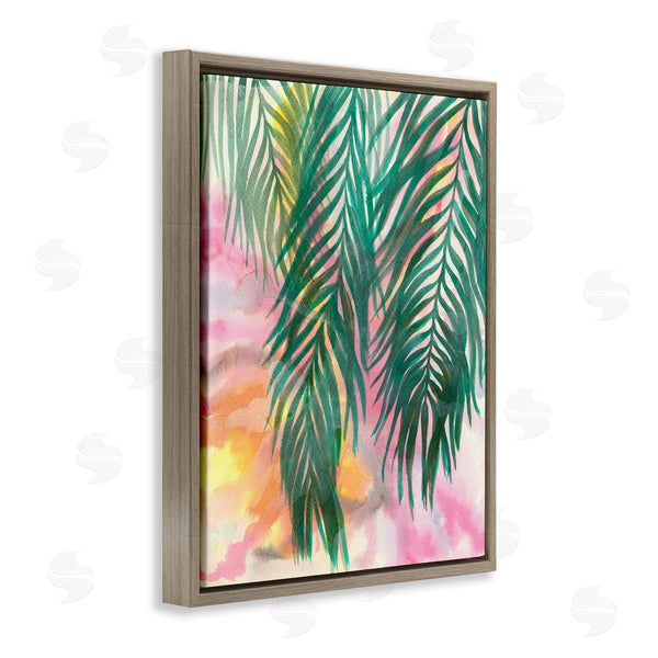 Stupell Industries Elvira Errico | Hanging Palms Tropical Plant Pink Watercolor Effect Wall Art