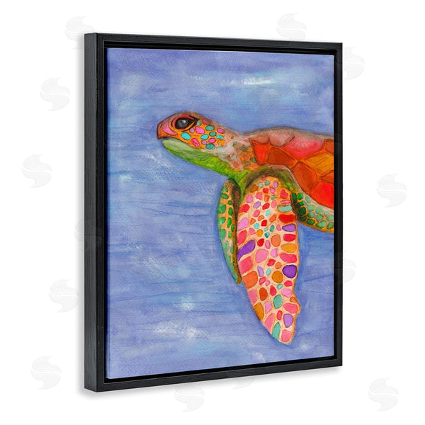 Stupell Industries Elvira Errico | Rainbow Sea Tortoise Soft Coastal Swimming Portrait