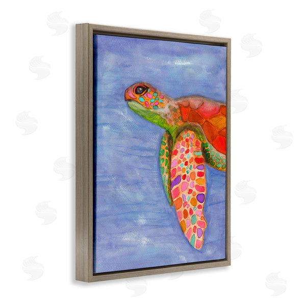Stupell Industries Elvira Errico | Rainbow Sea Tortoise Soft Coastal Swimming Portrait