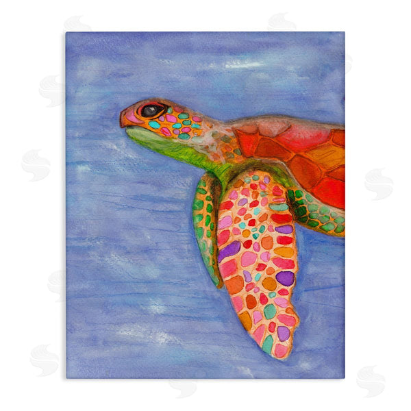 stupell industries Elvira Errico | Rainbow Sea Tortoise Soft Coastal Swimming Portrait