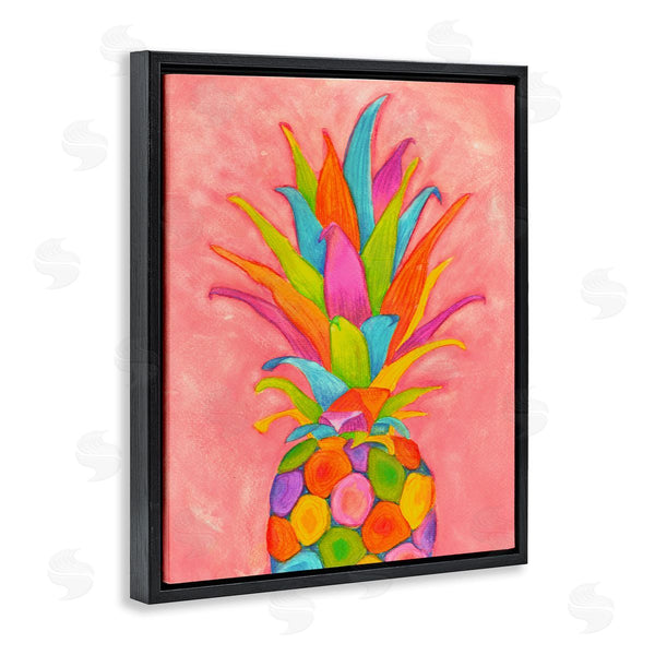 Stupell Industries Elvira Errico | Vibrant Pineapple Fruit Fun Pink Blue Yellow