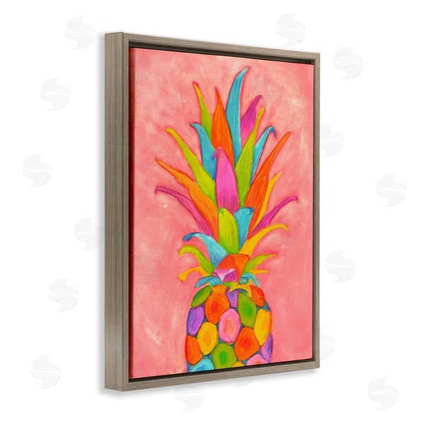 Stupell Industries Elvira Errico | Vibrant Pineapple Fruit Fun Pink Blue Yellow