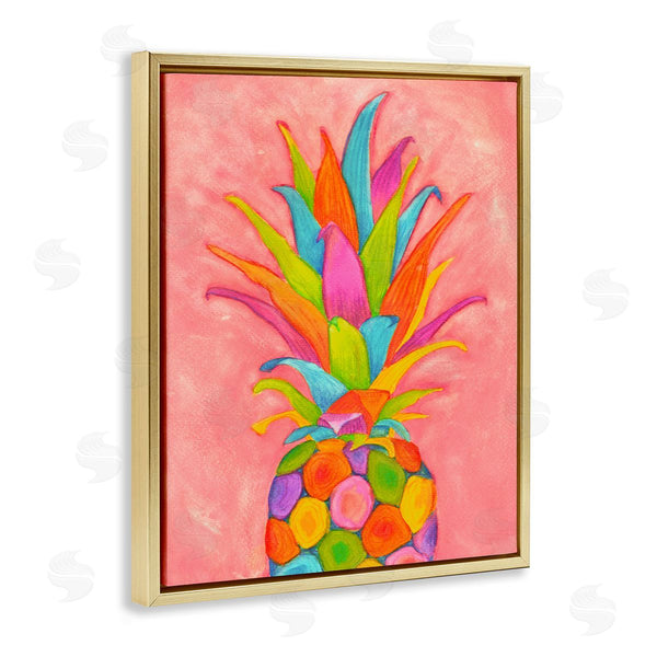 Stupell Industries Elvira Errico | Vibrant Pineapple Fruit Fun Pink Blue Yellow