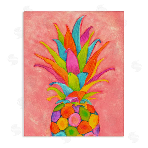 stupell industries Elvira Errico | Vibrant Pineapple Fruit Fun Pink Blue Yellow
