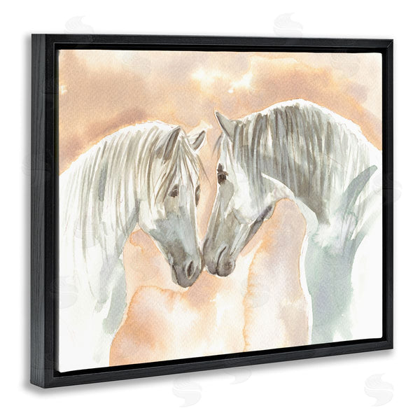 Stupell Industries Elvira Errico | White Horses Touching Noses Orange White Tan