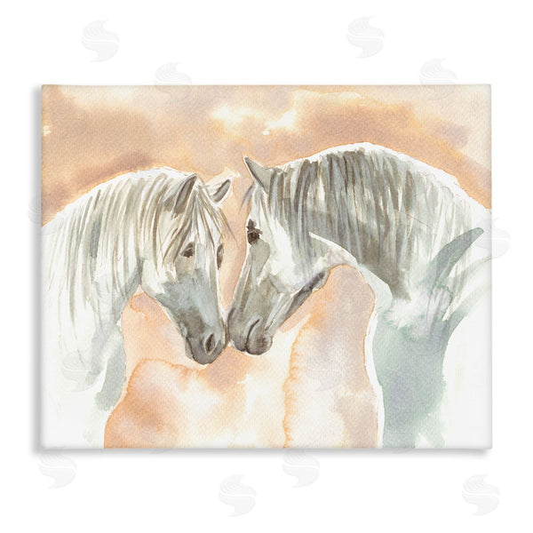 stupell industries Elvira Errico | White Horses Touching Noses Orange White Tan