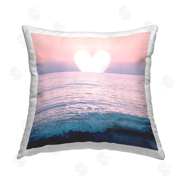 stupell industries Emanuela Carratoni | Pink Heart Sunset Beach Printed Throw Pillow