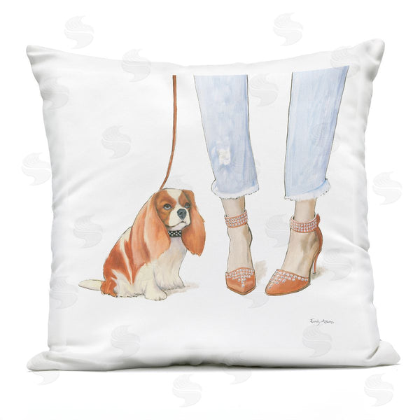 Stupell Industries Emily Adams | Dog Walk Glam Sparkle Heels Orange White Artwork Printed Throw Pillow