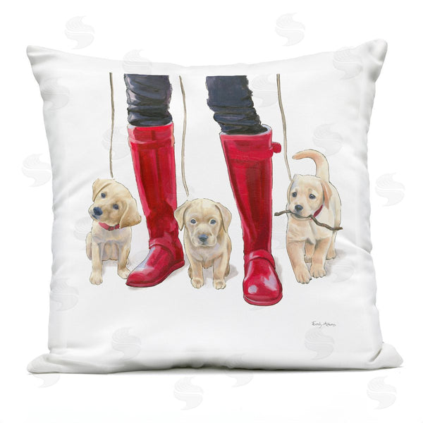 Stupell Industries Emily Adams | Labrador Puppies Rain Boots Fashion Dogs Printed Throw Pillow
