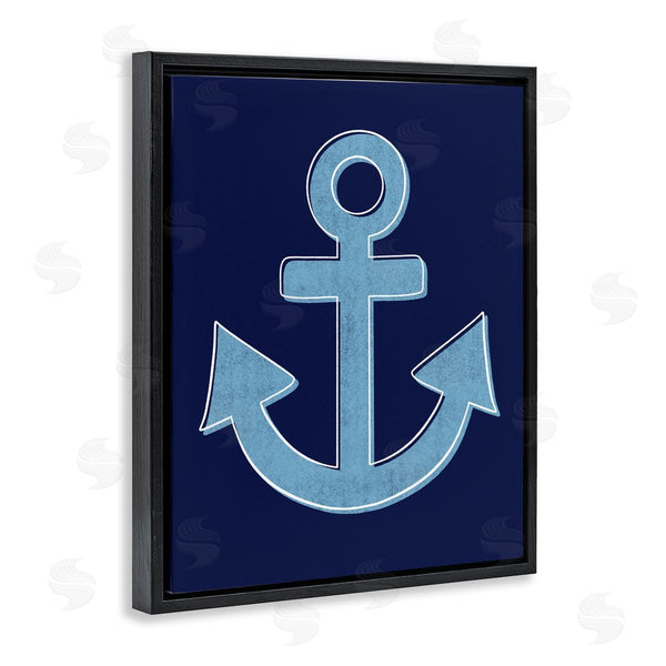 Stupell Industries Emily Cromwell | Bold Anchor White Outline Symbol Navy Background Wall Art