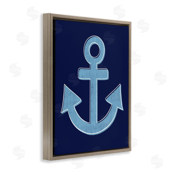 Stupell Industries Emily Cromwell | Bold Anchor White Outline Symbol Navy Background Wall Art