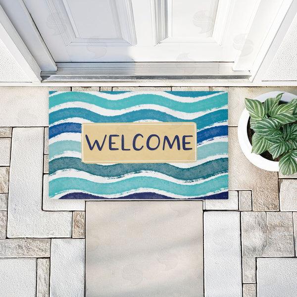 Stupell Industries Emily Cromwell | Coastal Waves Welcome Non-Woven Door Mat