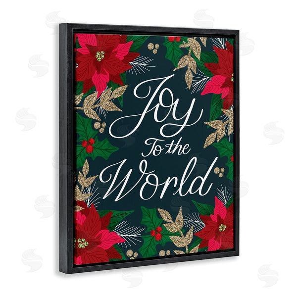 Stupell Industries Emily Cromwell | Joy To The World Festive Red Poinsettia Florals Wall Art