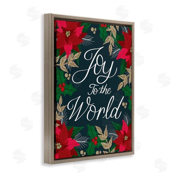 Stupell Industries Emily Cromwell | Joy To The World Festive Red Poinsettia Florals Wall Art