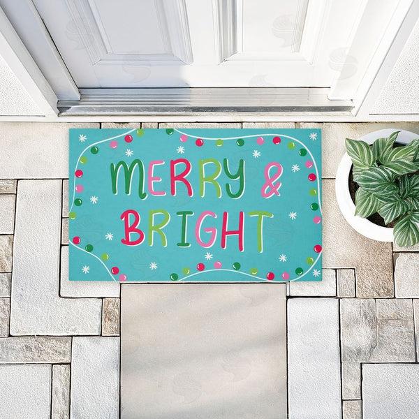 Stupell Industries Emily Cromwell | Merry & Bright With Baubles Non-Woven Door Mat