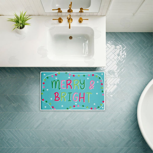 Stupell Industries Emily Cromwell | Merry & Bright With Baubles Plush Bath Mat