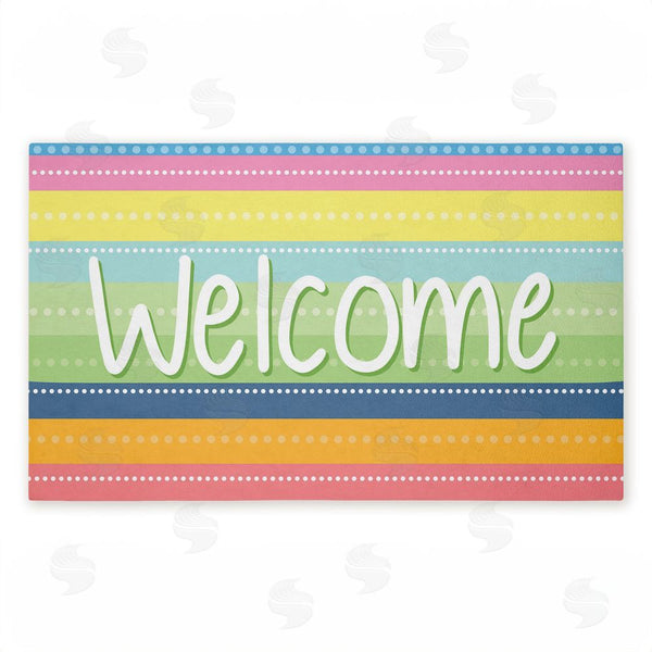 Stupell Industries Emily Cromwell | Spring Striped Welcome Non-Woven Door Mat