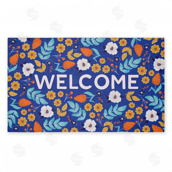 stupell industries Emily Cromwell | Summer Blossoms Welcome Non-Woven Door Mat