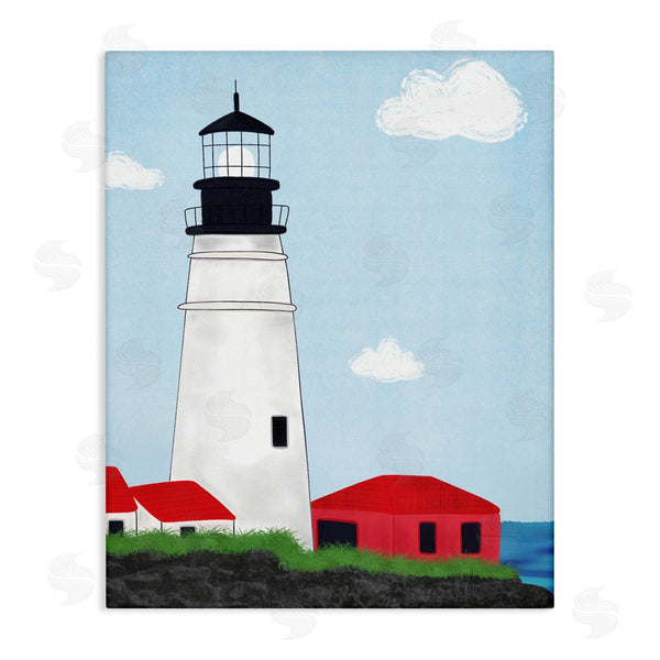 stupell industries Emily Cromwell | Tower Port Lighthouse Coastal Architectural Beacon Red House Wall Art