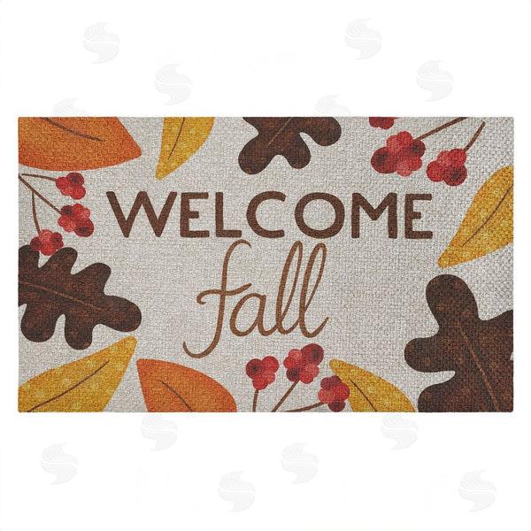 stupell industries Emily Cromwell | Welcome Fall Leaf Border Faux Sisal Door Mat