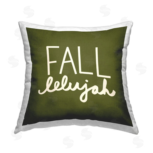 stupell industries Emily Dumas | Fall-lelujah Green Phrase Printed Throw Pillow