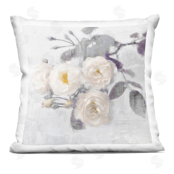 stupell industries Emily Ford | White Blooms on Grey Printed Throw Pillow
