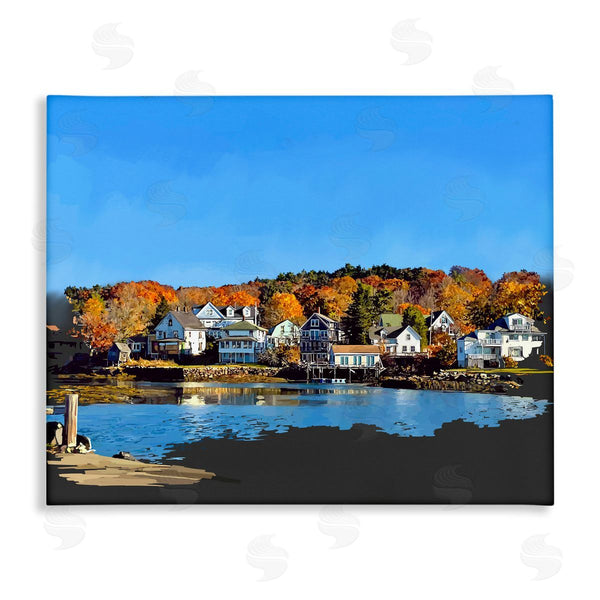 stupell industries Emily Kalina | Autumn Lake Dock Foliage Wall Art