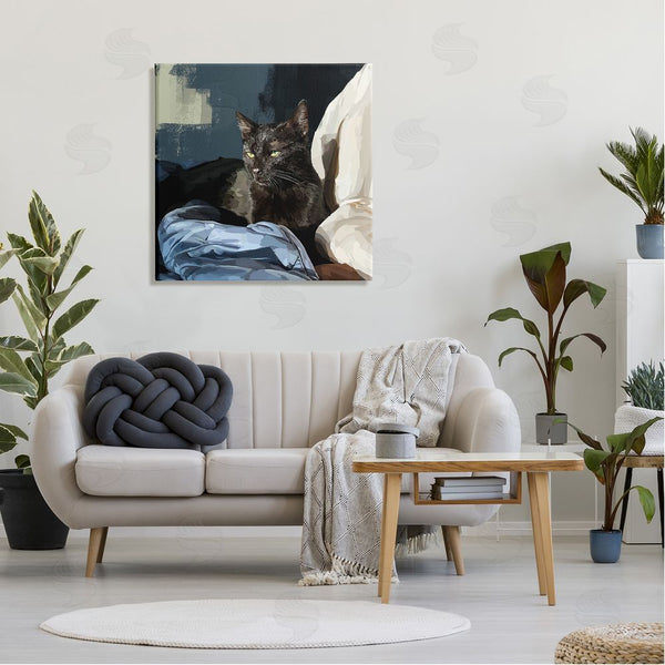 Stupell Industries Emily Kalina | Black Cat Lounging Comfy Bed Wall Art