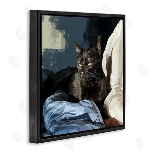 Stupell Industries Emily Kalina | Black Cat Lounging Comfy Bed Wall Art
