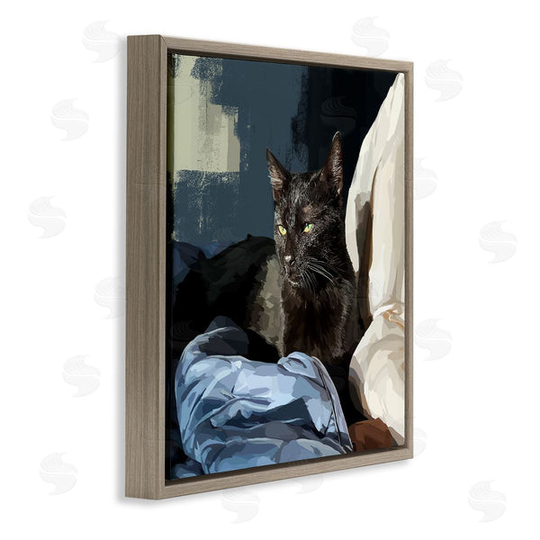 Stupell Industries Emily Kalina | Black Cat Lounging Comfy Bed Wall Art