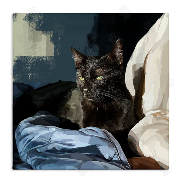 stupell industries Emily Kalina | Black Cat Lounging Comfy Bed Wall Art