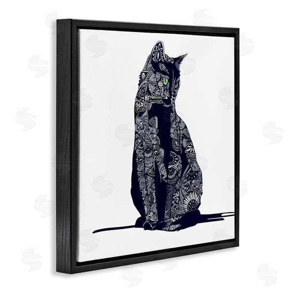 Stupell Industries Emily Kalina | Fractal Patterned Black Cat Wall Art